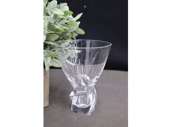 Unique Double For Art Glass Vase, Bottom Etched S Tulip