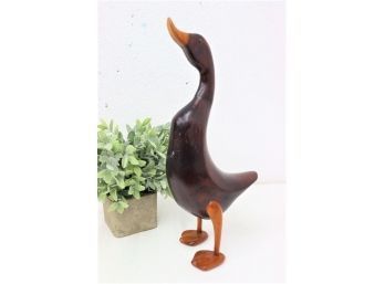 Vintage Dcuk Company Hand Carved Wooden Duck Figurine