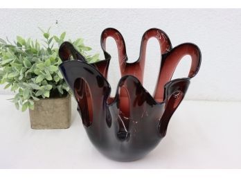 Vintage MCM Brutalist Glass Finger Vase