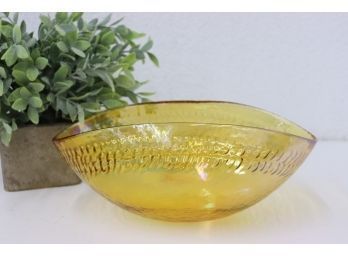 Yalos Casa Murano Iridescent Glass Bowl, Mark/Signed Bottom