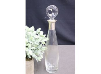 Vintage MCM Glass Decanter With Silver Plated Neck