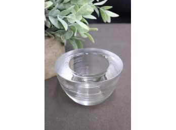 Scribed Side Thick Clear Glass Decorative Cup/Votive Candle Holder
