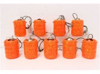 Nine Orange And Yellow Murano Style Small Pendant Lamps ( Chip To Shade As Seen In Photo )