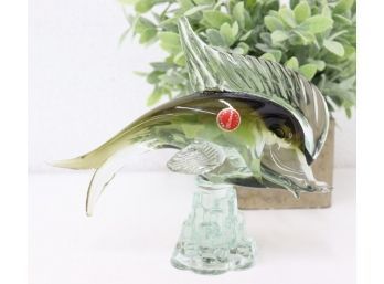 Green Murano Glass Sailfish Figurine