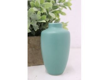 Celadon Ceramic Flower Vase, Signed Bottom