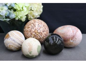 Group Of 5 Marble And Glass Spheres And An Ovoid