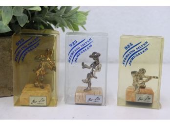 Three Vintage 925 Sterling Silver Ben-Zion Jerusalem Dancing Musician Figurines