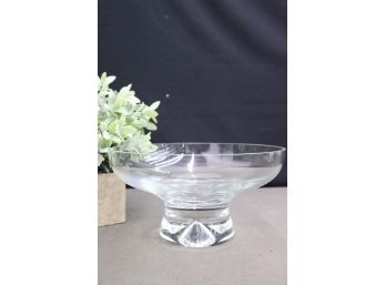 Macro-Bubble Pedestal Glass Crystal Clear Shallow Bowl