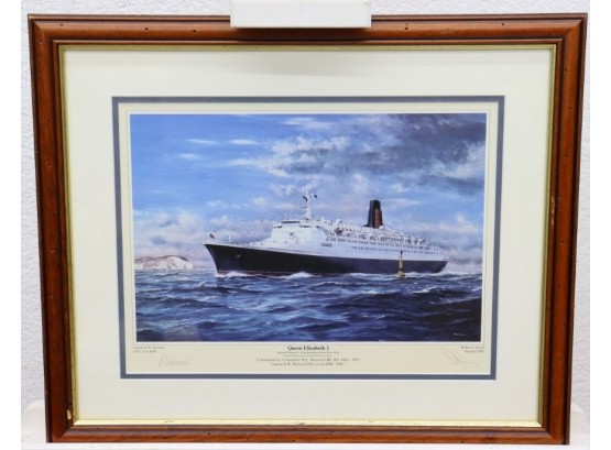 Artist & Captain Signed QE2 Limited Edition Print, Robert G. Lloyd No. 212/547 Provenance Certificate Verso