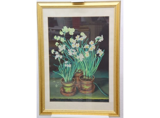 Nicely Framed And Glazed Daffodils & Clay Pots Reproduction Print
