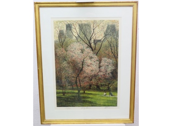 Spring Blossoms Harold Altman Pencil Signed Limited Edition Lithograph No. 228/285, Embossed Printers Mark