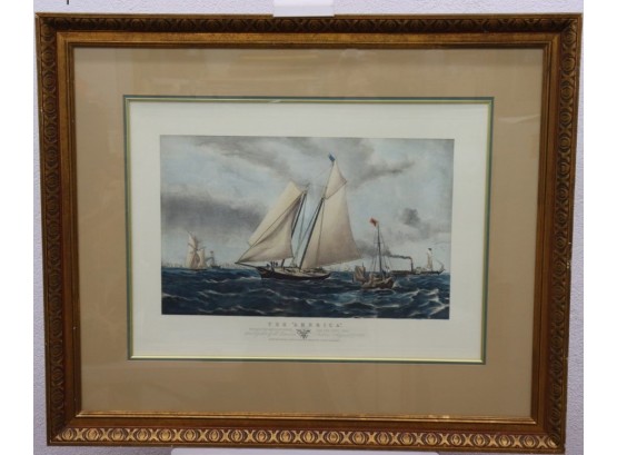 Aquatint Engraving Reproduction - The America Racing Ketch, After Brierly On-The-Spot Sketch