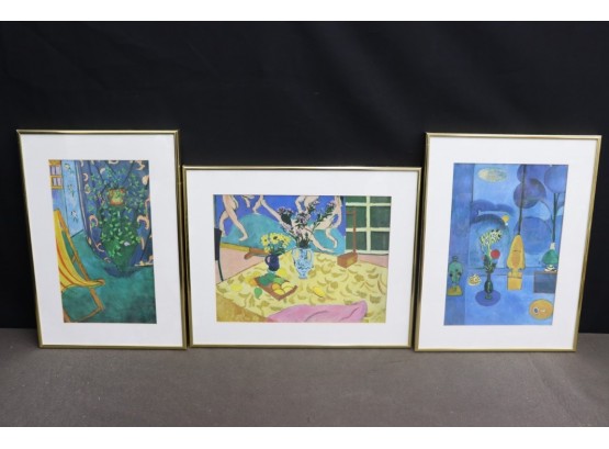 Three After Matissee - Scaled Framed Reproductions-The Blue Window, Still Life With Dance, Corner Of Studio