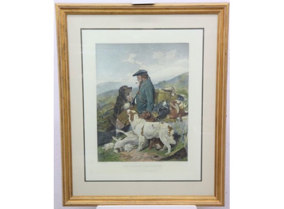 F. Stackpoole Engraving Reproduction After Richard Ansdell Scotch Gamekeeper Painting, Matted And Framed