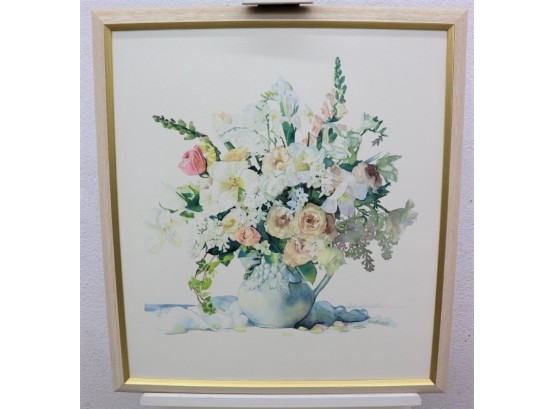 Soft Colored Bouquet In Vase, Signed Gayle  Rovnick, Professionally Framed And Matted