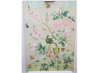 Contemporary Colorful Chinoiserie With Birds And Butterflies Art Print On A Gallery Wrapped Canvas Frame