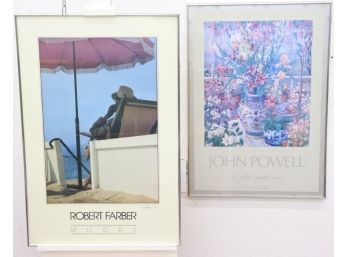 Two Framed Contemporary Art Posters: John Powell:  De Ville Galleries - And - Robert Farber: Moods