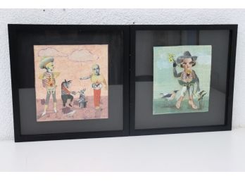 Two Framed Jane Lubin Original Acrylic/Collage Works, Signed And Dated '09