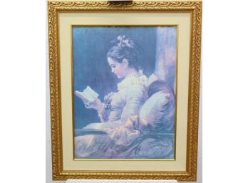 Elegant Frame Reproduction Print/Wall Decor Of A Young Girl Reading, By Jean-Honor Fragonard