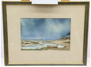 Dorise Olsen Watercolor Seascape, Signed And Dated, Matted And Framed