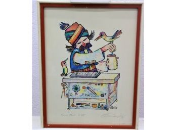 Limited Edition (Artists Proof)  Lithograph The Painter Jovan Obican, Signed In Pencil W/ Doodle