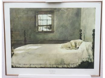 Framed Poster Print - The Master Bedroom, Andrew Wyeth, NY Graphic Society (Note: Crack In Glass Lower Right)