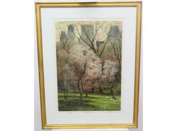 Spring Blossoms Harold Altman Pencil Signed Limited Edition Lithograph No. 228/285, Embossed Printers Mark