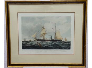 Aquatint Engraving Reproduction Of H.M. Steam Frigate 'cyclops',  Marked H. Papprill Sculpt - Knell Pinx(LL)