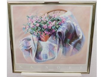 Signed N.A. Noel Flower Pot On Windsor Chair Art Poster, Dedicated And Signed By Artist