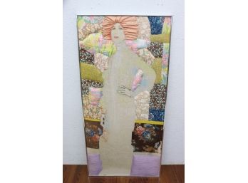 Dazzling Ron Fritts Silk Full Length Portrait Of A Woman Quilted Trapunto Textile Art