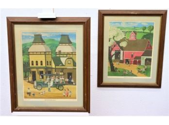 Two Vintage Robert Franke Prints Signed & Numbered  - Off To The Mountains ('75) & Sunday At Grandma's ('74)