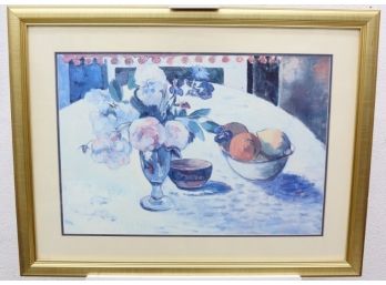 Elegant Frame With Fruit Bowl & Flowers, Matted & Framed, Decorative