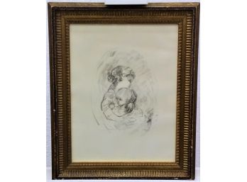 Limited Edition Lithograph Of Charcoal Siblings Portrait , #6/200, Pencil Signed By Artist
