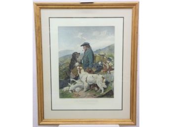 F. Stackpoole Engraving Reproduction After Richard Ansdell Scotch Gamekeeper Painting, Matted And Framed