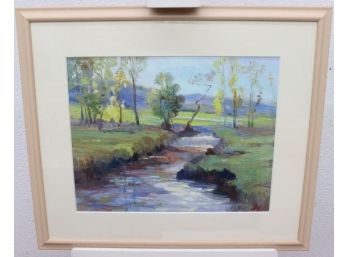 Brook And Trees Landscape In Style Of Contemporary Impressionism, Signed A. Pell (LR)