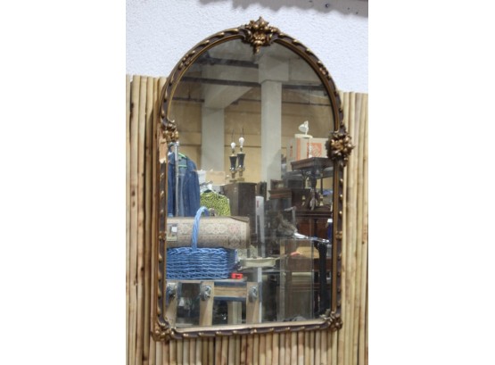 Arched Wall Mirror With Art Nouveau Gilt Gesso Frame (2 Pieces Of Frame Broken Off, But Have Them)