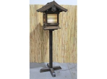 Japanese Pagoda Style Wooden  Lantern Floor Lamp (converted For Electric)