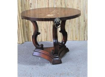 Neoclassic Center Table With Lions Head Mounts On Trefoil Base (top Has Water Stains/discoloration)