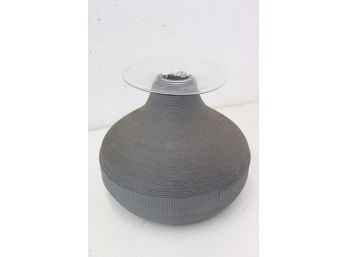 Gourd Inspired Vase With Glass Cylinder Insert (there Is A Crack At Base Of Cylinder)