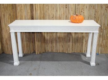 White Fretwork Style Console Table