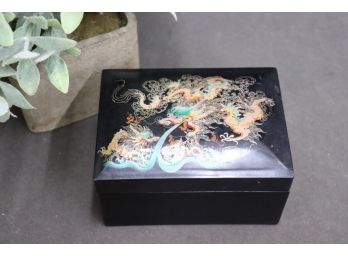 Two Nesting Chinese Lacquer Boxes With Dragons Chasing Pearl