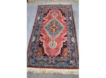 Peach Red & Sky Blue Persian Style Area Rug (67' X 35.5')