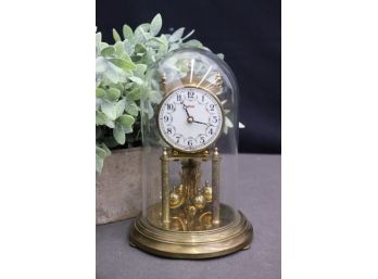 Vintage Brass Kundo Anniversary/Torsion Clock With Glass Dome, Germany