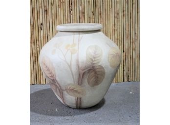 Leaf & Branch Matte Stoneware Amphora Vase