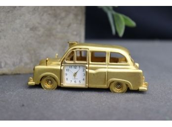 Gold Colored London Taxi Cab Clock, Metal