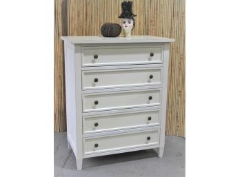 White  Pottery Barn Five Drawer Chest