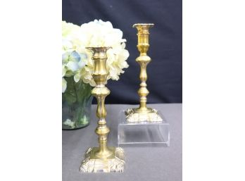 Pair Of Ornate Victorian Style Brass-tone Candlestick Holders