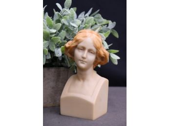 Art Nouveau Style Bust Of A Young Redheaded Lady Sculpture, Composition