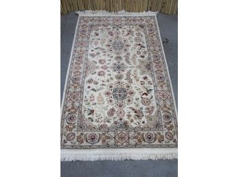 Crimson Detail On Floral Overlay Persian Style Area Rug (61' X 36')