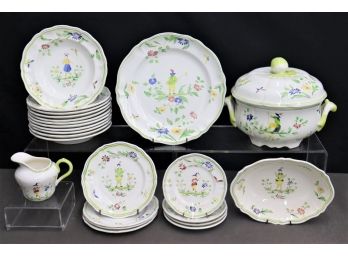 Fabulous Grouping Of Moustiers  By Longchamp Faience Tableware (incomplete Set)